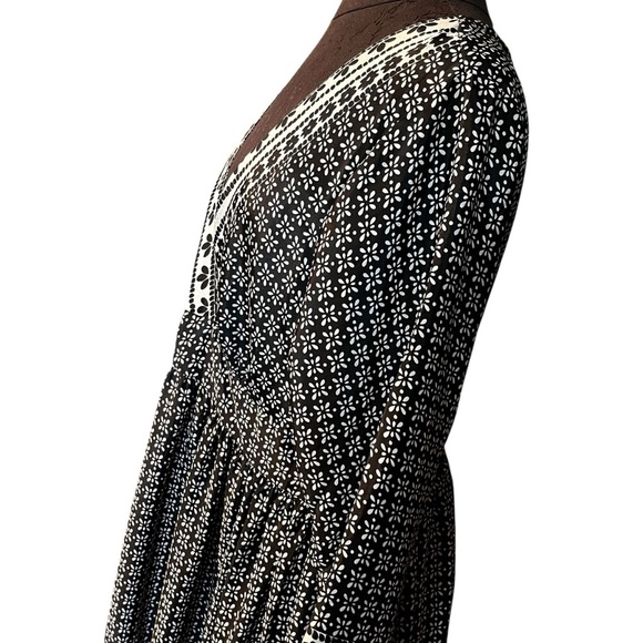 Magic 2 Me Anthropologie Black White Floral Maxi Festival Dress L - Picture 5 of 7